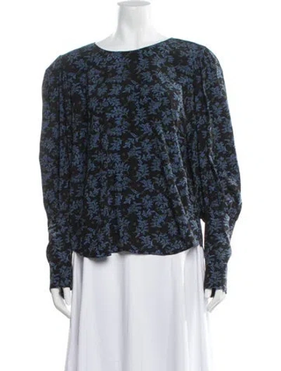 Pre-owned Veronica Beard Silk Floral Print Blouse In Multi