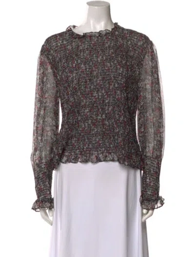 Pre-owned Veronica Beard Silk Floral Print Blouse In Multi