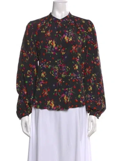 Pre-owned Veronica Beard Silk Floral Print Blouse In Multi