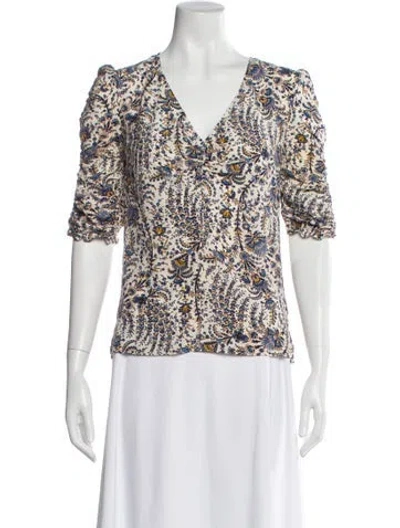 Pre-owned Veronica Beard Silk Floral Print Blouse In Multi