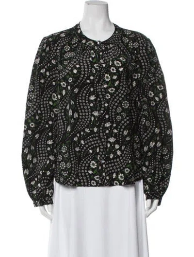 Pre-owned Veronica Beard Silk Floral Print Blouse In Multi