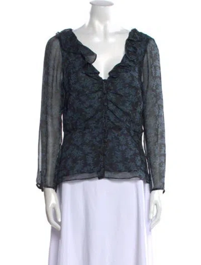 Pre-owned Veronica Beard Silk Floral Print Blouse In Multi