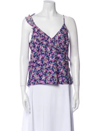Pre-owned Veronica Beard Silk Floral Print Blouse In Multi