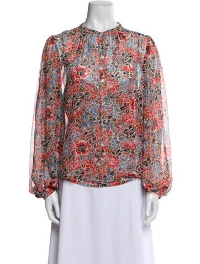 Pre-owned Veronica Beard Silk Floral Print Blouse In Multi