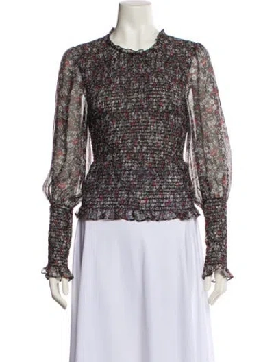 Pre-owned Veronica Beard Silk Floral Print Blouse In Multi