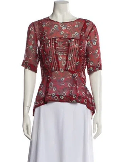 Pre-owned Veronica Beard Silk Floral Print Blouse In Multi