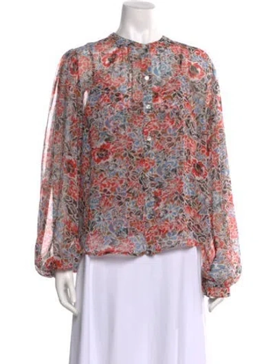Pre-owned Veronica Beard Silk Floral Print Blouse In Multi