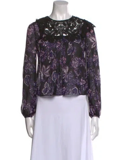 Pre-owned Veronica Beard Silk Floral Print Blouse In Multi