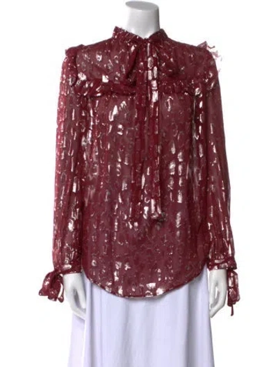 Pre-owned Veronica Beard Silk Floral Print Blouse In Multi