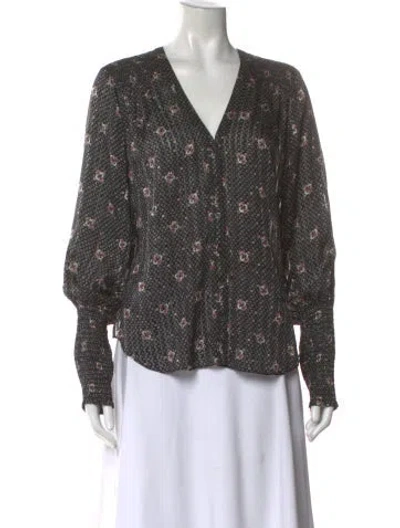 Pre-owned Veronica Beard Silk Floral Print Blouse In Multi
