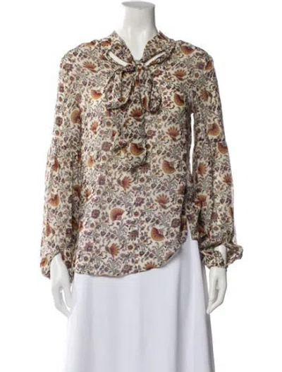Pre-owned Veronica Beard Silk Floral Print Blouse In Multi