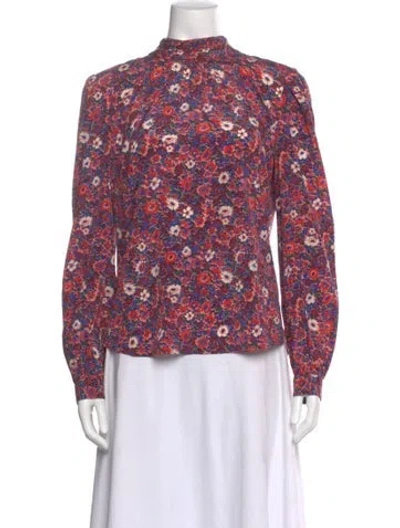 Pre-owned Veronica Beard Silk Floral Print Blouse In Multi