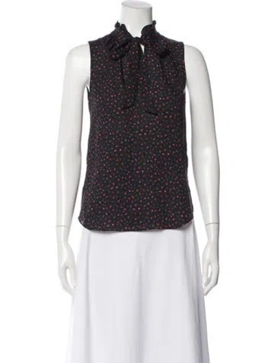 Pre-owned Veronica Beard Silk Floral Print Blouse In Multi