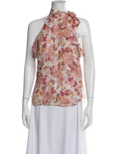 Pre-owned Veronica Beard Silk Floral Print Blouse In Multi