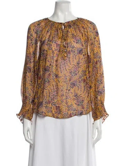 Pre-owned Veronica Beard Silk Floral Print Blouse In Multi