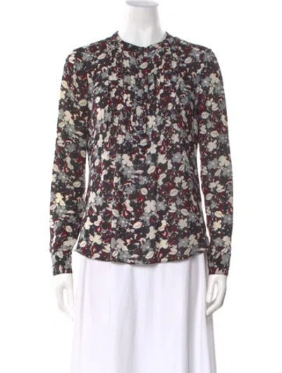 Pre-owned Veronica Beard Silk Floral Print Blouse In Multi