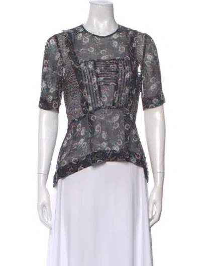Pre-owned Veronica Beard Silk Floral Print Blouse In Multi