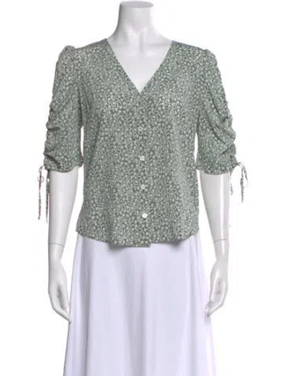 Pre-owned Veronica Beard Silk Floral Print Blouse In Multi