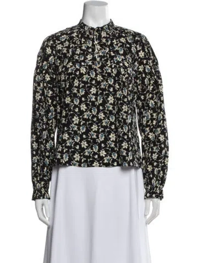 Pre-owned Veronica Beard Silk Floral Print Blouse In Multi