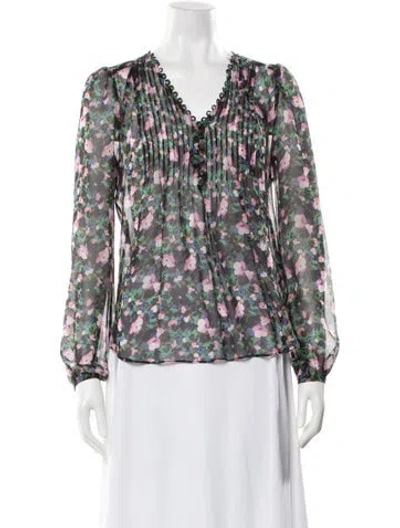Pre-owned Veronica Beard Silk Floral Print Blouse In Multi