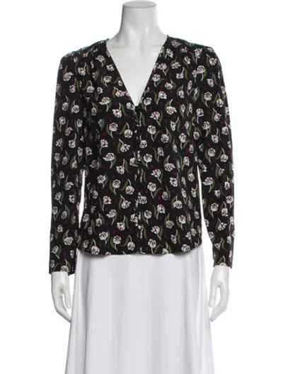 Pre-owned Veronica Beard Silk Floral Print Blouse In Multi