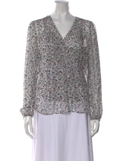 Pre-owned Veronica Beard Silk Floral Print Blouse In Multi