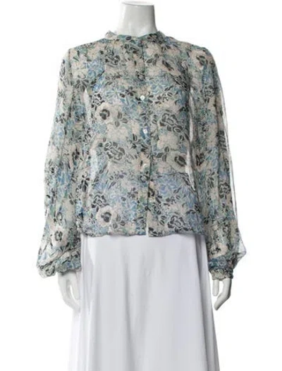 Pre-owned Veronica Beard Silk Floral Print Blouse In Multi