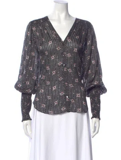 Pre-owned Veronica Beard Silk Floral Print Blouse In Multi