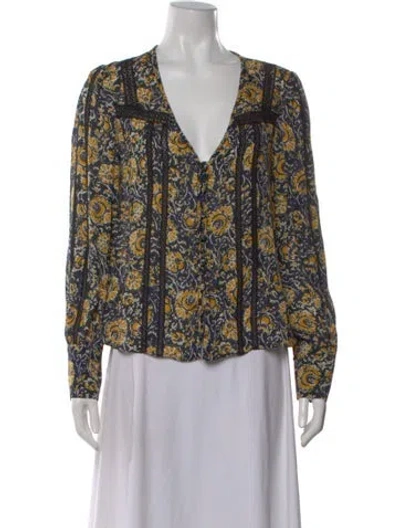 Pre-owned Veronica Beard Silk Floral Print Blouse In Multi