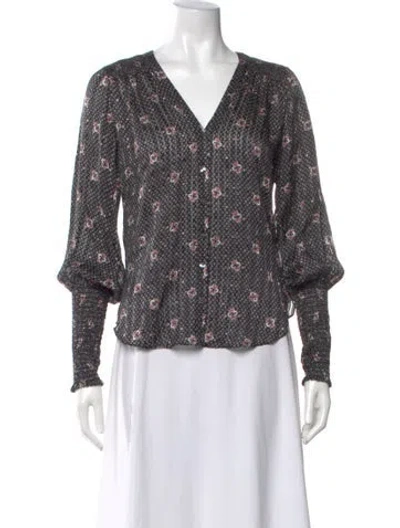Pre-owned Veronica Beard Silk Floral Print Blouse In Multi