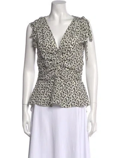Pre-owned Veronica Beard Silk Floral Print Blouse In Multi