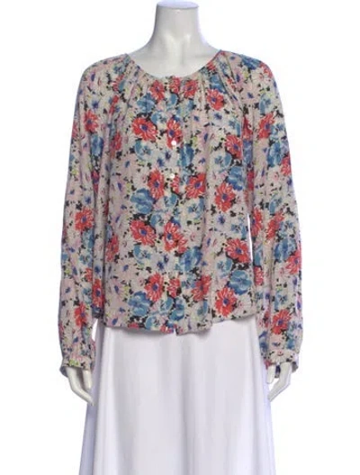 Pre-owned Veronica Beard Silk Floral Print Blouse In Multi