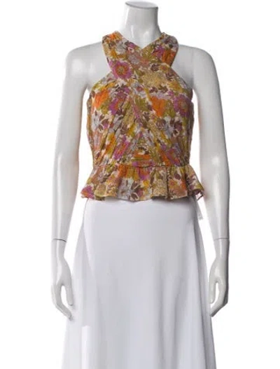 Pre-owned Veronica Beard Silk Floral Print Blouse In Multi