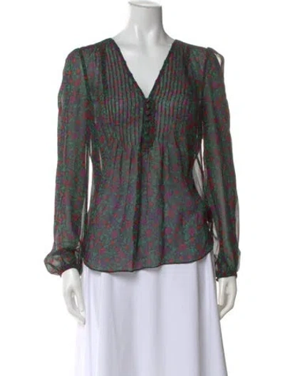 Pre-owned Veronica Beard Silk Floral Print Blouse In Multi