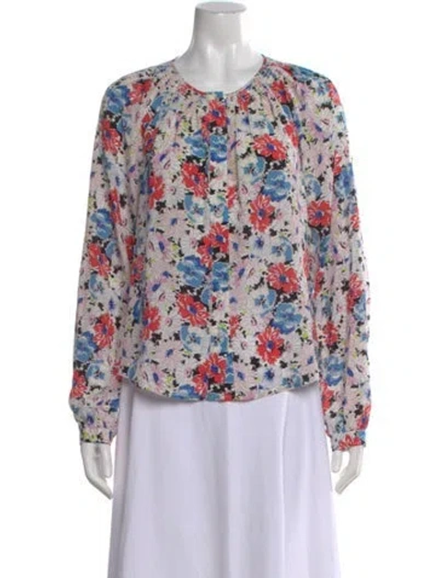 Pre-owned Veronica Beard Silk Floral Print Blouse In Multi