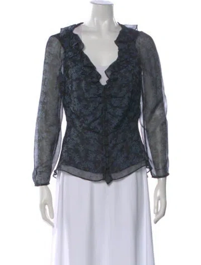 Pre-owned Veronica Beard Silk Floral Print Blouse In Multi