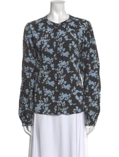 Pre-owned Veronica Beard Silk Floral Print Blouse In Multi
