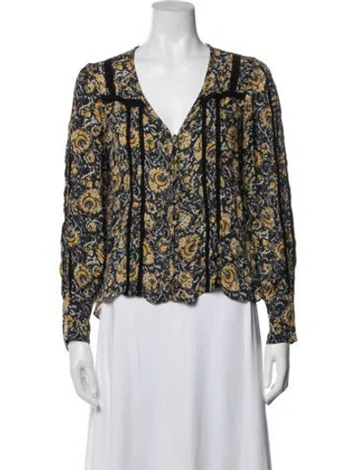 Pre-owned Veronica Beard Silk Floral Print Blouse In Multi