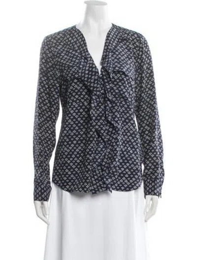Pre-owned Veronica Beard Silk Floral Print Blouse In Multi