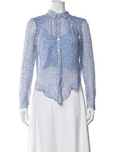 Pre-owned Veronica Beard Silk Floral Print Blouse In Multi