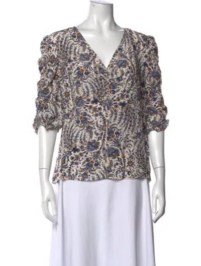Pre-owned Veronica Beard Silk Floral Print Blouse In Multi