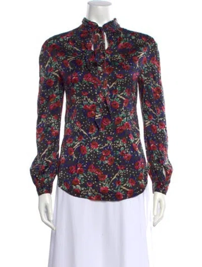 Pre-owned Veronica Beard Silk Floral Print Blouse In Multicolor