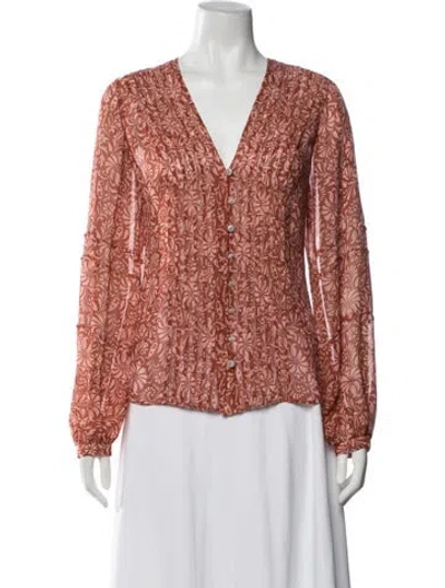 Pre-owned Veronica Beard Silk Floral Print Blouse In Multicolor