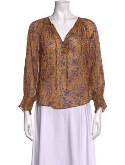 Pre-owned Veronica Beard Silk Floral Print Blouse In Multicolor