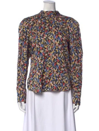 Pre-owned Veronica Beard Silk Floral Print Blouse In Multicolor