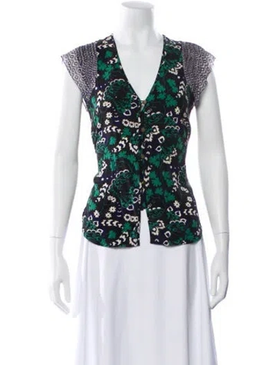 Pre-owned Veronica Beard Silk Floral Print Blouse In Neutral