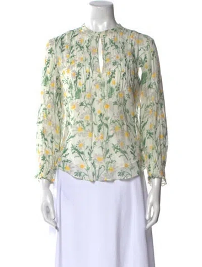 Pre-owned Veronica Beard Silk Floral Print Blouse In Neutral