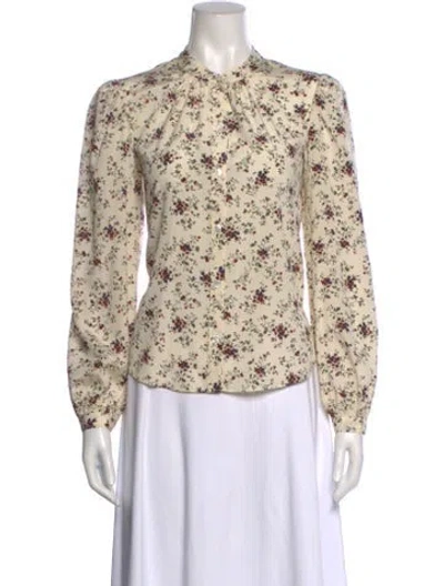 Pre-owned Veronica Beard Silk Floral Print Blouse In Neutral