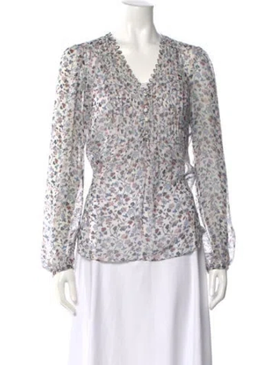Pre-owned Veronica Beard Silk Floral Print Blouse In Neutral