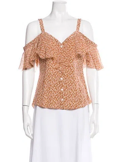 Pre-owned Veronica Beard Silk Floral Print Blouse In Neutral